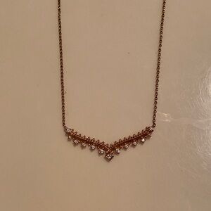 Delicate Gold-Tone Crystal V-Point Necklace